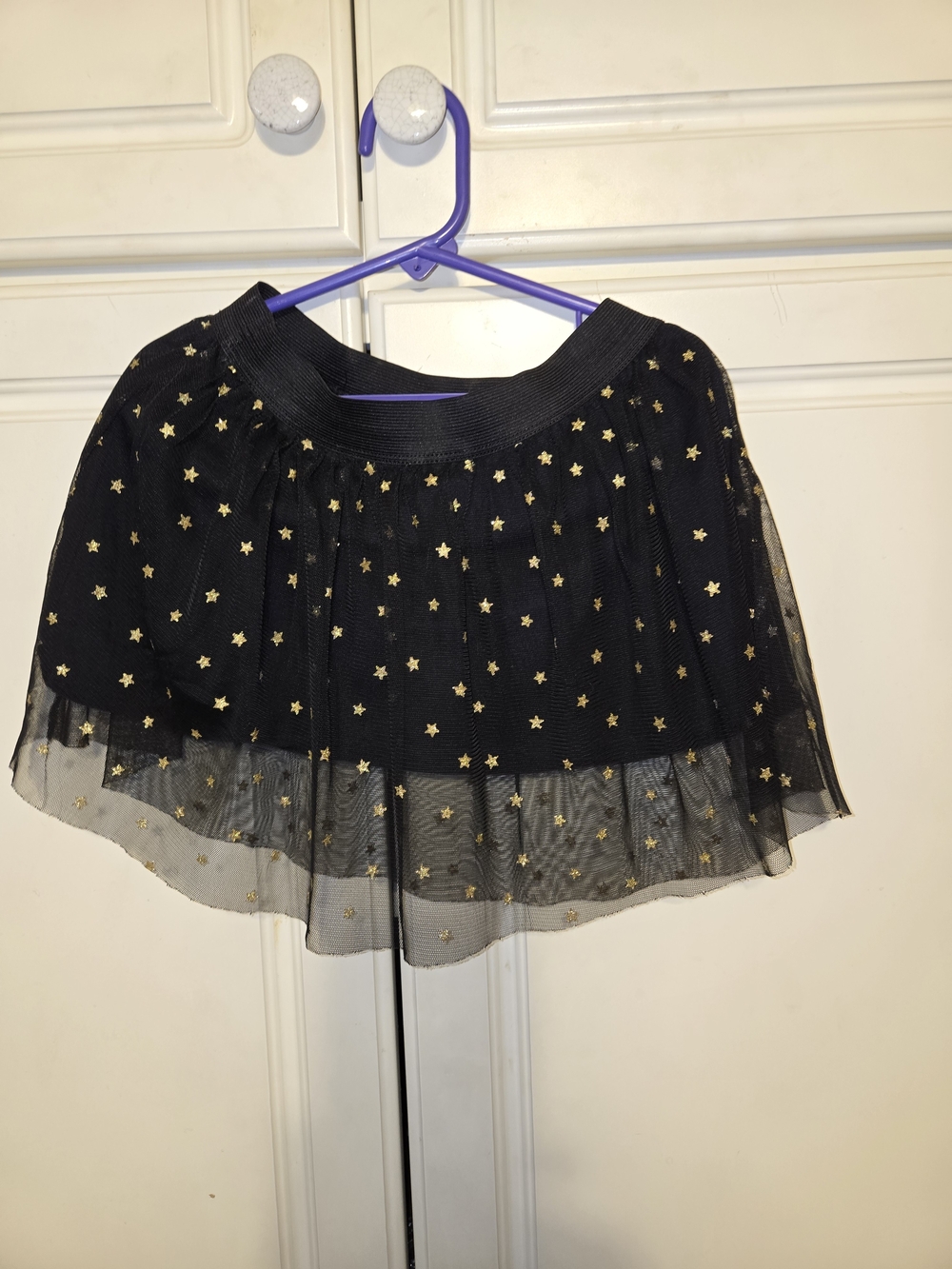 okie dokie Black Tulle Skirt with Gold Star Print